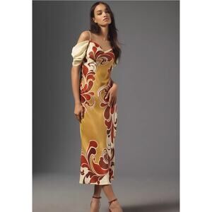 Anthropologie Blank London NWT Bernia Long Maxi Satin Dress Floral Large Sexy
